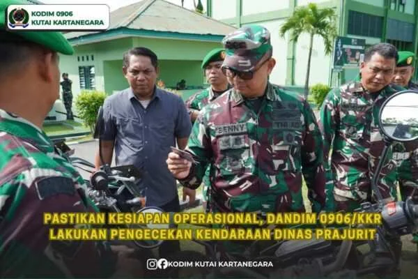 Pastikan Kesiapan Operasional, Dandim 0906/Kkr Lakukan Pengecekan Kendaraan Dinas Prajurit