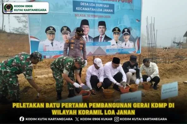 Peletakan Batu Pertama Pembangunan Gerai KDMP di Wilayah Koramil Loa Janan