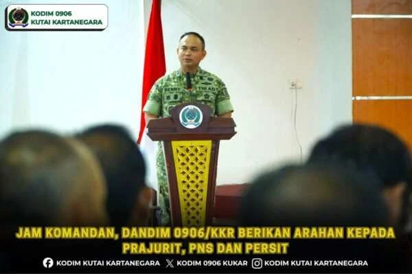 Jam Komandan, Dandim 0906/Kkr Berikan Arahan kepada Prajurit, PNS dan Persit