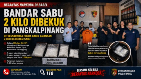 Ditresnarkoba Polda Babel Tangkap Bandar Narkoba Di Pangkalpinang, 2,068 Kilogram Sabu Diamankan