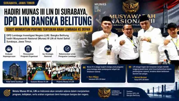 Hadiri Munas III LIN di Surabaya, DPD LIN Bangka Belitung Sebut Momentum Penting Tentukan Arah Lembaga ke Depan