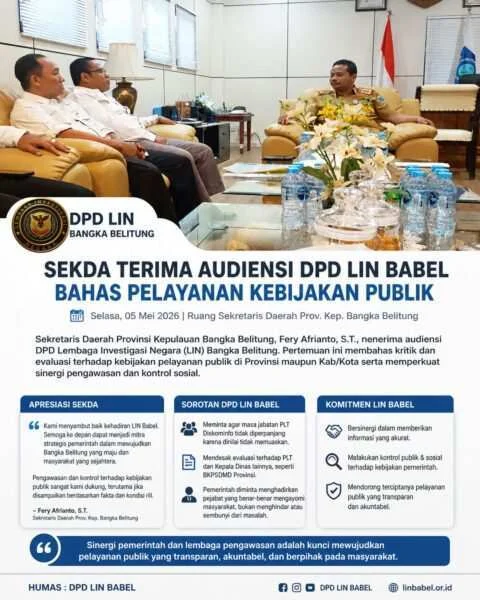 Sekda Babel Terima Audiensi LIN, Dorong Penguatan Pengawasan dan Perbaikan Pelayanan Publik