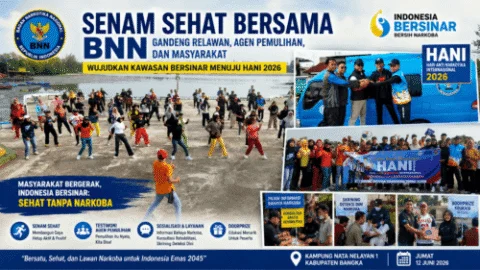 Senam Sehat Bersama BNN Gandeng Relawan dan DPC LIN Hadir untuk Wujudkan Kawasan BERSINAR menuju HANI 2026