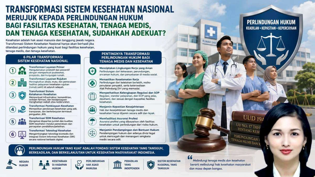 Transformasi Sistem Kesehatan Nasional Merujuk kepada Perlindungan Hukum Bagi Fasilitas Kesehatan, Tenaga Medis, dan Tenaga Kesehatan, Sudahkah Adekuat?