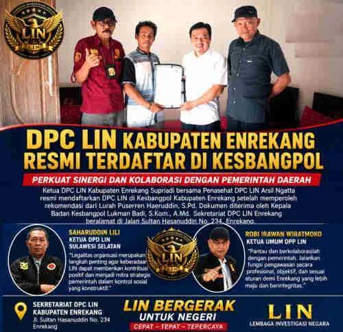DPC Lembaga Investigasi Negara (LIN) Kabupaten Enrekang Resmi Terdaftar di Kesbangpol, Perkuat Sinergi dengan Pemerintah Daerah