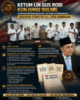 Ketum LIN Gus Robi Dampingi Pencatatan DPC LIN Gowa di Kesbangpol, Tegaskan Kepengurusan Sah Hasil MUBESLUB