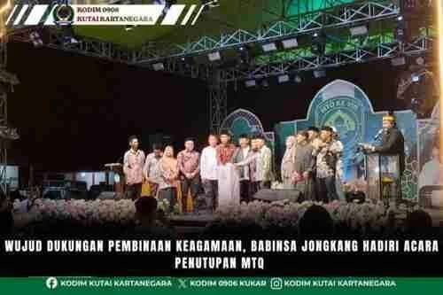 Wujud Dukungan Pembinaan Keagamaan, Babinsa Jongkang Hadiri Acara Penutupan MTQ