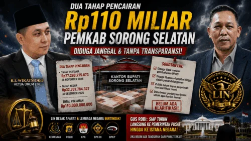 PINJAMAN Rp110 MILIAR PEMKAB SORONG SELATAN KIAN DISOROT: PUBLIK MENUNGGU JAWABAN, LIN SIAP BAWA DUGAAN KEJANGGALAN KE PEMERINTAH PUSAT