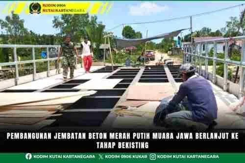 Pembangunan Jembatan Beton Merah Putih Muara Jawa Berlanjut ke Tahap Bekisting