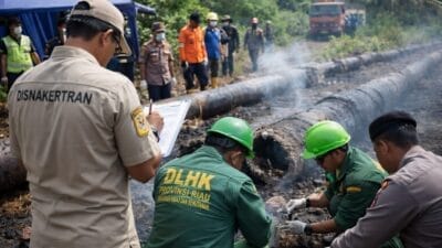 Disnakertrans dan DLHK Riau Turun Lapangan, Investigasi Terpadu Insiden Pipa Migas Dilakukan Menyeluruh