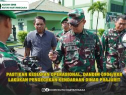 Pastikan Kesiapan Operasional, Dandim 0906/Kkr Lakukan Pengecekan Kendaraan Dinas Prajurit