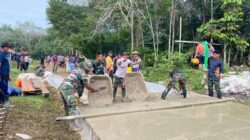 Hari Ke-5, Satgas TMMD Ke-127 dan Warga Terus Kebut Pengecoran Jalan di Linggang Amer