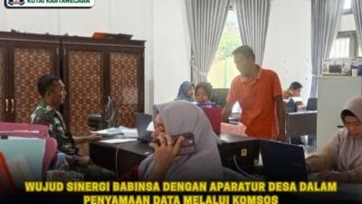 Wujud Sinergi Babinsa dengan Aparatur Desa dalam Penyamaan Data Melalui Komsos