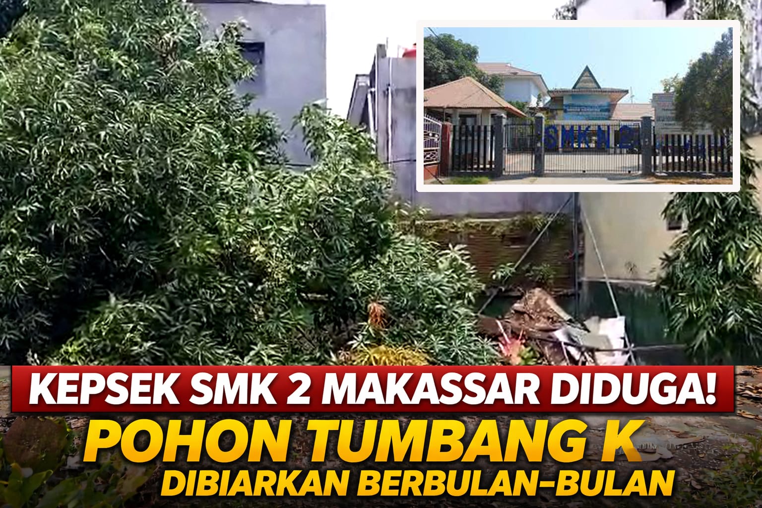 PLT KEPSEK SMK 2 MAKASSAR DISOROT! DIDUGA ABAIKAN TUGAS—POHON TUMBANG TAK KUNJUNG DITANGANI