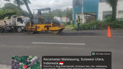 Gerak Cepat BPJN Sulut! Kasatker Ir. Ringgo Radetya Turun Langsung Perbaiki Jalan Berlubang di Ring Road Citraland Manado.