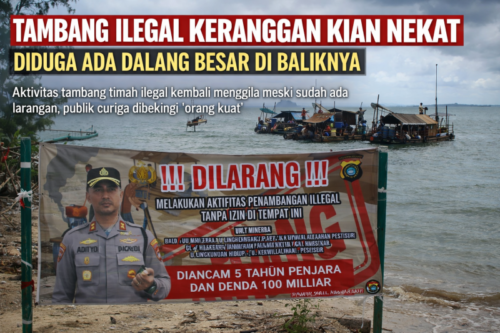 TAK GENTAR LARANGAN, TAMBANG TIMAH ILEGAL DI KERANGGAN BEROPERASI TERANG-TERANGAN