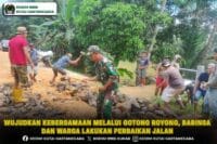 Wujudkan Kebersamaan Melalui Gotong Royong, Babinsa Dan Warga Lakukan Perbaikan Jalan
