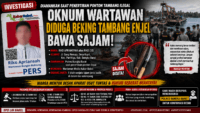 Diduga Jadi Beking Tambang Ilegal dan Bawa Sajam, Oknum Mengaku Wartawan Diamankan Saat Penertiban Ponton di Laut Enjel