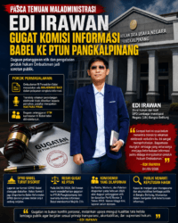 PASCA TEMUAN MALADMINISTRASI EDI IRAWAN GUGAT KOMISI INFORMASI BABEL KE PTUN PANGKALPINANG