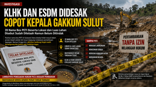 KLHK dan ESDM Didesak Evaluasi Penanganan Dugaan PETI di Sulawesi Utara