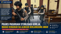 Polres Pasuruan Sterilisasi Gereja, Ibadah Kenaikan Isa Almasih Berlangsung Aman dan Kondusif