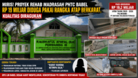 MIRIS! PROYEK REHAB MADRASAH PHTC BABEL Rp19 MILIAR DIDUGA GUNAKAN RANGKA ATAP BERKARAT, KUALITAS PEKERJAAN DISOROT