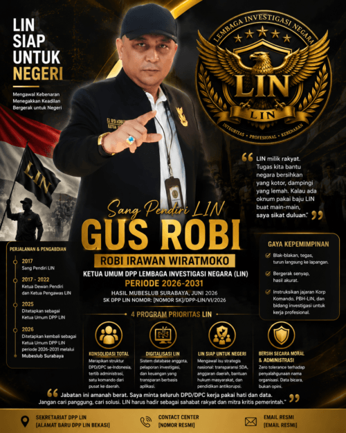 Sang Pendiri LIN Gus Robi Kembali Pimpin DPP LIN Periode 2026–2031, Tegaskan Komitmen “LIN Siap Untuk Negeri”
