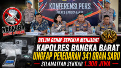 Belum Genap Sepekan Menjabat, Kapolres Bangka Barat Ungkap Peredaran 341 Gram Sabu, Selamatkan Sekitar 1.300 Jiwa