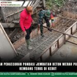 Pengerjaan Pengecoran Pondasi Jembatan Beton Merah Putih Muara Kembang Terus Di Kebut