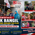 Jelang HUT RI ke-81, Polsek Bangil Bersama Tiga Pilar Serentak Bagikan dan Pasang Bendera Merah Putih
