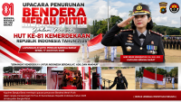 Kapolres Bangka Barat Pimpin Upacara Penurunan Bendera HUT ke-81 RI
