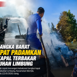 Polres Bangka Barat Gerak Cepat Padamkan Bangkai Kapal Terbakar di Pelabuhan Limbung