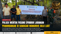 Polres Bangka Barat Pasang Spanduk Larangan Tambang di Kawasan Mangrove Belo Laut