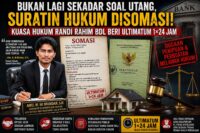 Bukan Lagi Sekadar Soal Utang, Suratin Hukum Disomasi: Kuasa Hukum Randi Rahim BDL Beri Ultimatum 1×24 Jam