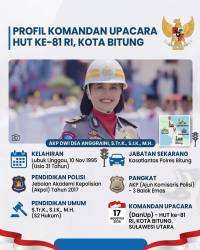 ​Momen Khidmat HUT ke-81 RI di Bitung: Sosok AKP Dwi Dea Anggraini, Polwan Pemimpin Komando Upacara.