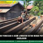 Perakitan Pembesian H-Beam Jembatan Beton Merah Putih Terus Dilakukan