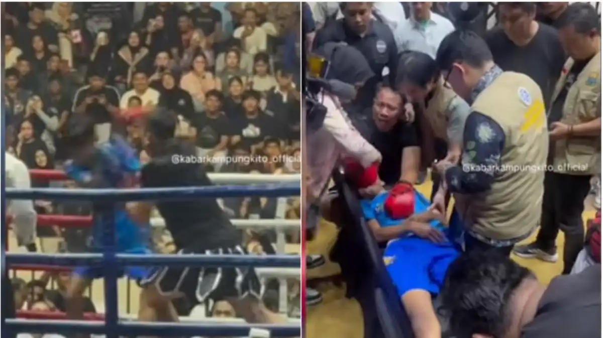 Duel Hiburan Berubah Tegang, Dede Sunandar Tak Sadarkan Diri di Atas Ring
