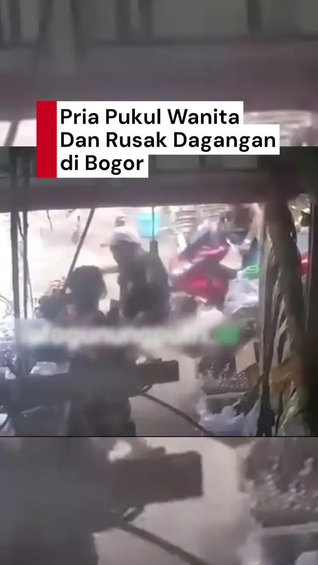 Rekaman CCTV Perlihatkan Pria Rusak Dagangan dan Pukul Perempuan di Bogor